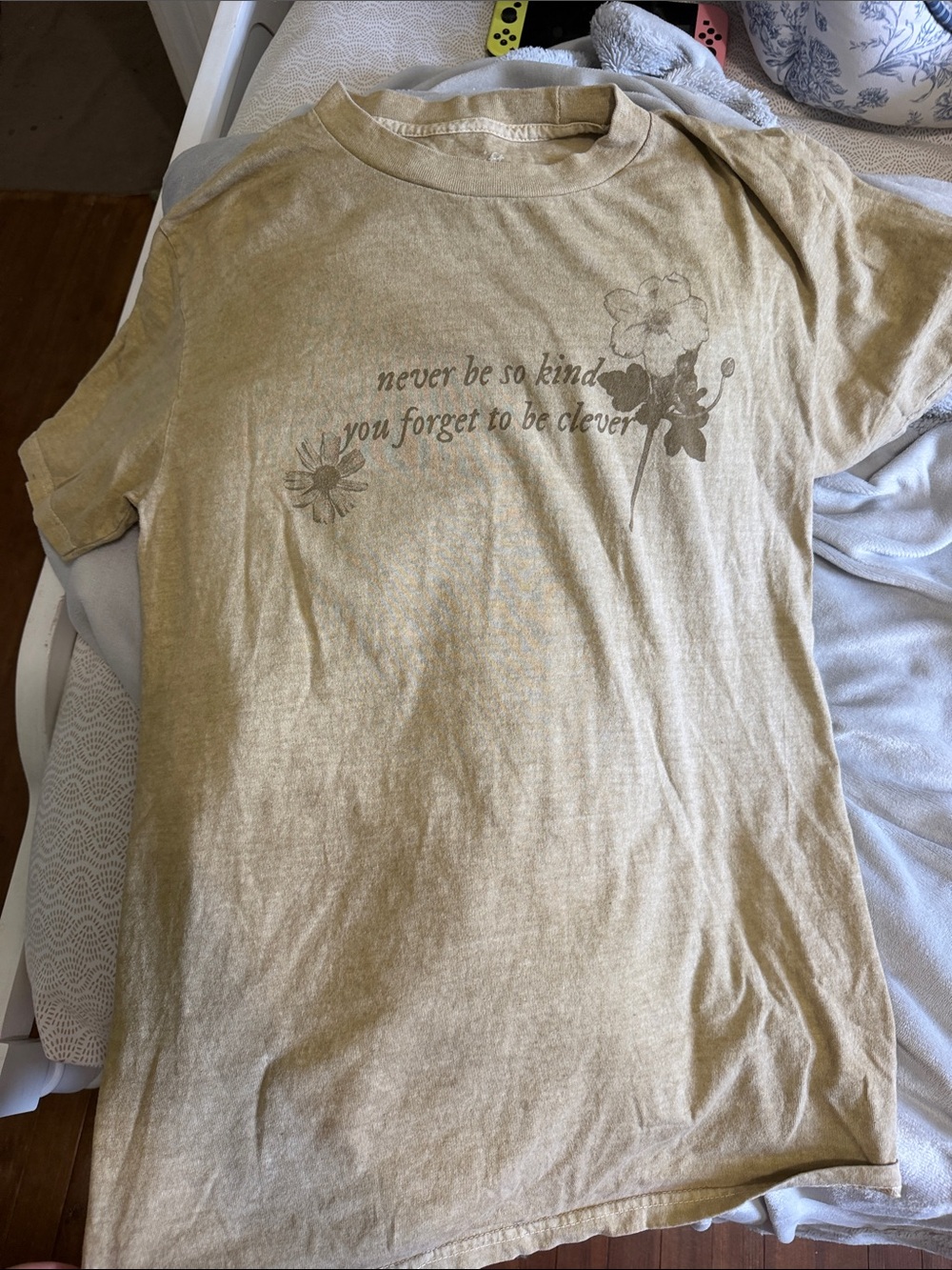 Taylor Swift Beige Graphic Tee with Floral Script